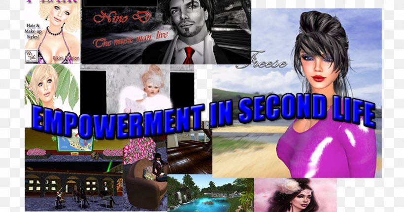 Second Life Avatar Virtual World Advertising Collage, PNG, 953x500px, Second Life, Advertising, Album, Album Cover, Avatar Download Free