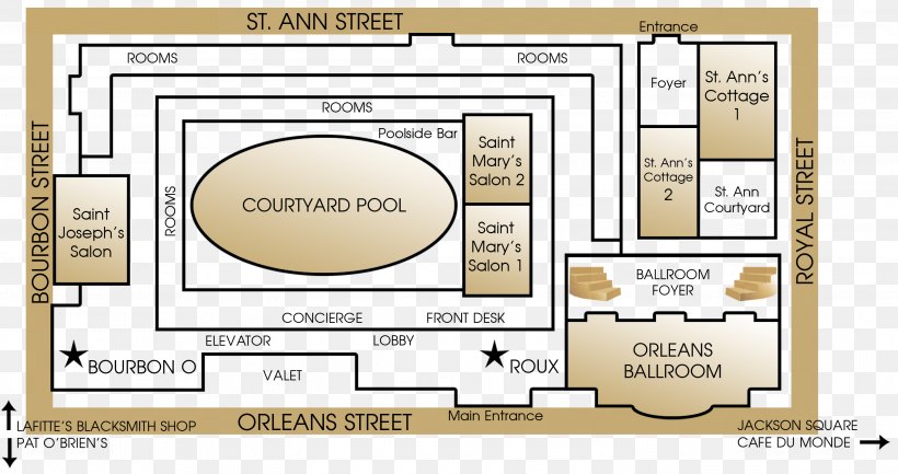 Bourbon Orleans Hotel House Floor Plan, PNG, 2945x1558px