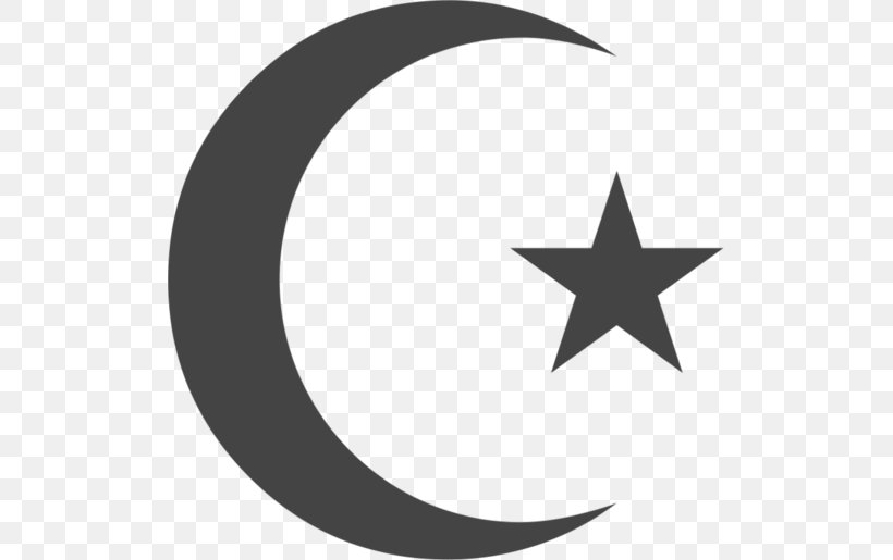 Star And Crescent Symbols Of Islam Star Polygons In Art And Culture, PNG, 511x515px, Star And Crescent, Black And White, Crescent, Islam, Leaf Download Free