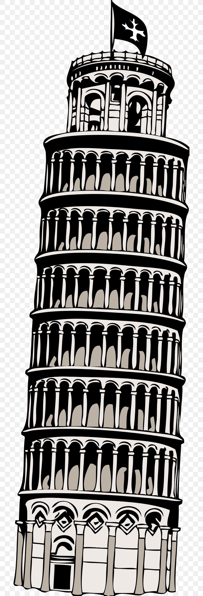 Leaning Tower Of Pisa Suurhusen Clip Art, PNG, 712x2400px, Leaning Tower Of Pisa, Black And White, Building, Drawing, Monochrome Download Free
