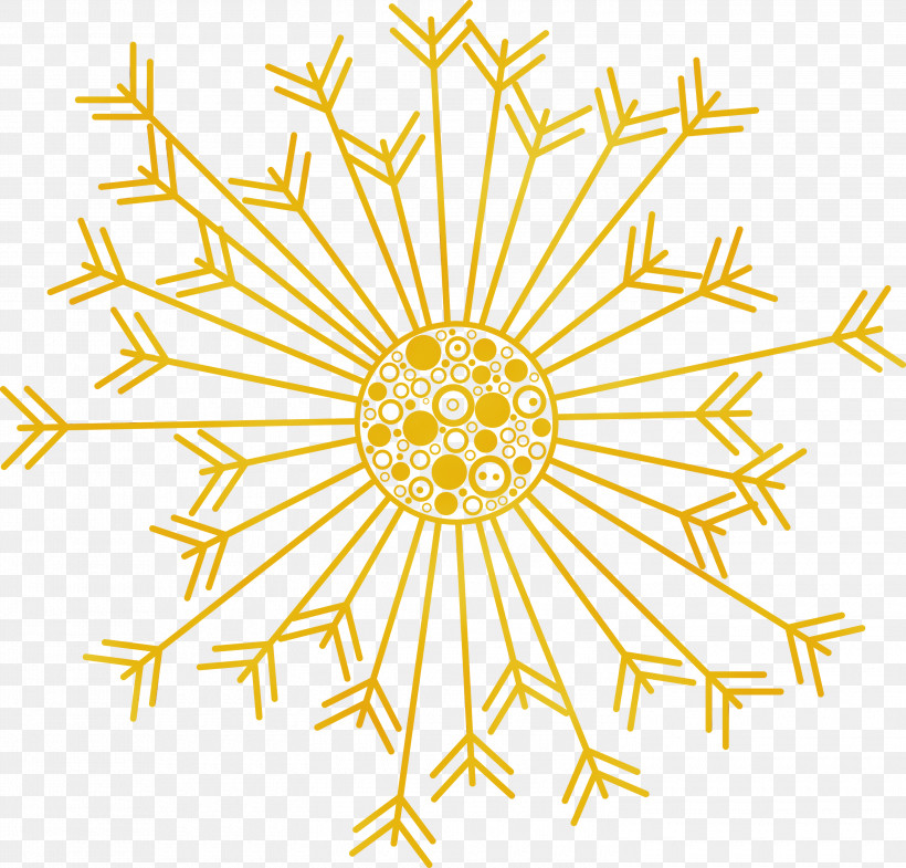 Yellow Line Line Art Symmetry Pattern, PNG, 3000x2875px, Snowflake, Christmas, Circle, Line, Line Art Download Free