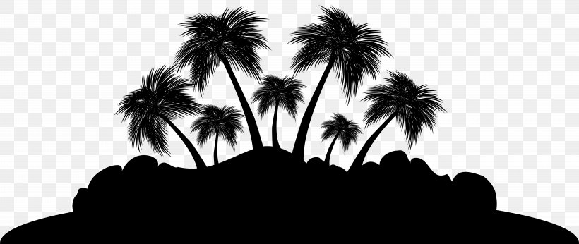 Palm Trees Silhouette Sky, PNG, 8000x3379px, Palm Trees, Arecales, Attalea Speciosa, Blackandwhite, Landscape Download Free