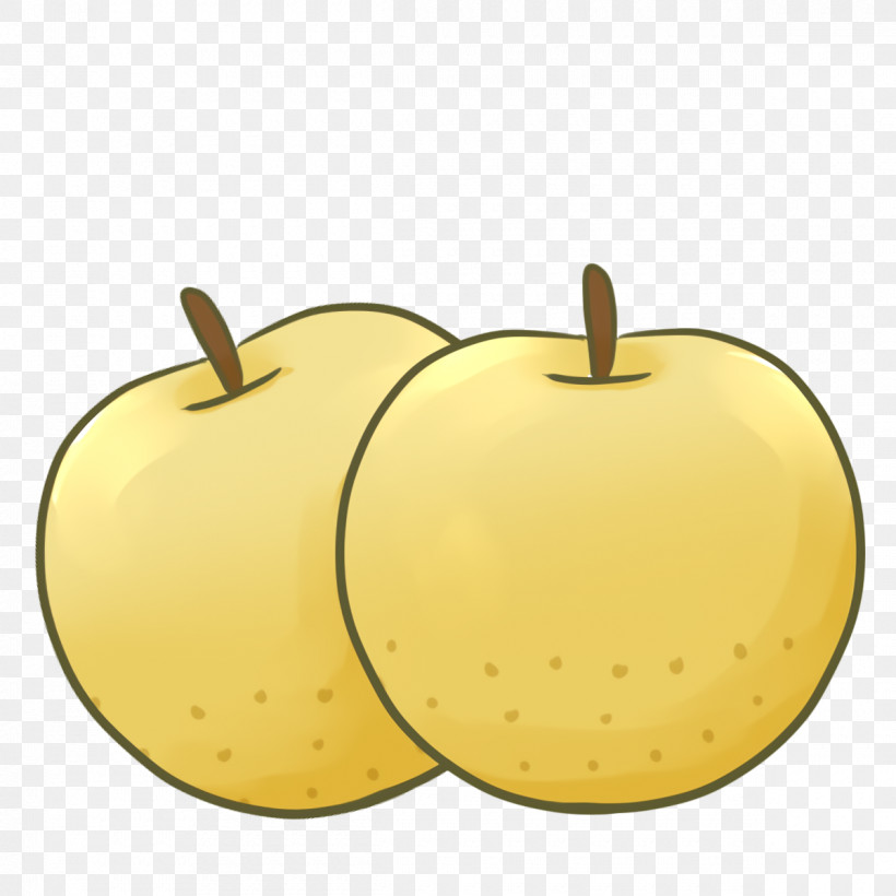 Yellow Apple Apple, PNG, 1200x1200px, Cartoon Fruit, Apple, Kawaii Fruit, Yellow Download Free