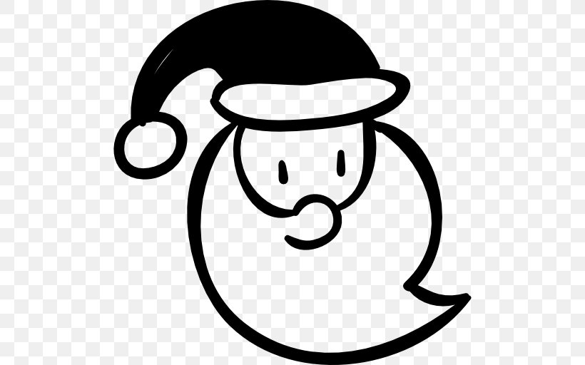 Santa Claus Christmas, PNG, 512x512px, Santa Claus, Black, Black And White, Bonnet, Christmas Download Free