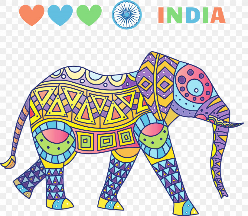 Indian Elephant, PNG, 3000x2623px, 26 January, India Republic Day, African Elephant, Animal Figure, Coloring Book Download Free