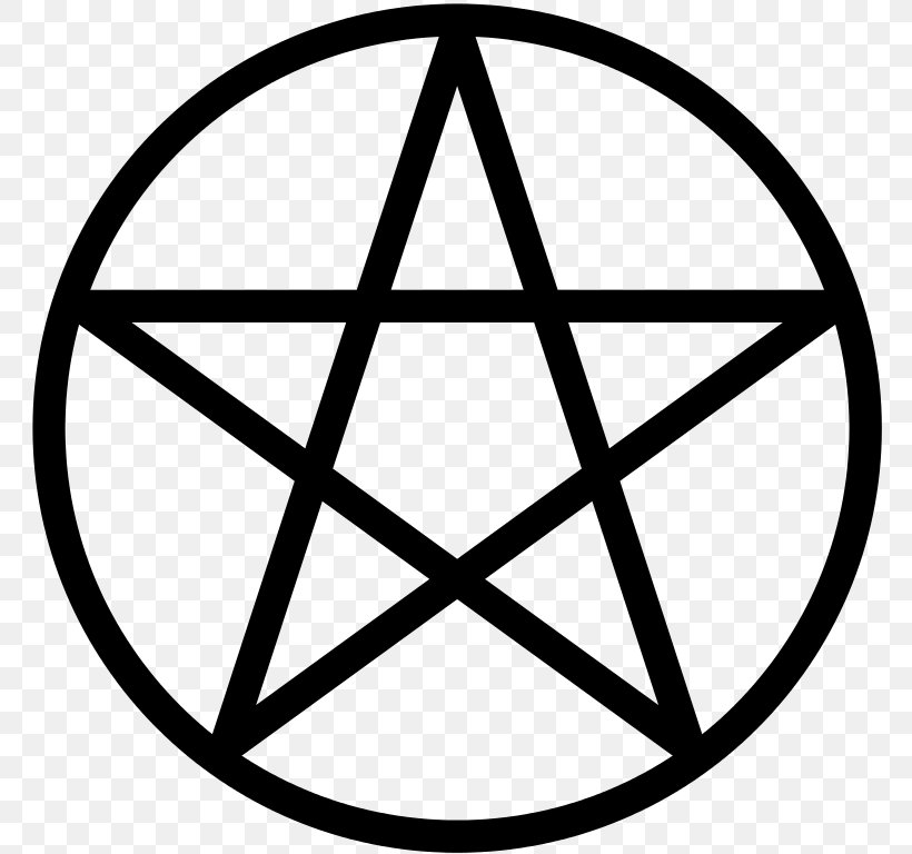 Pentagram Pentacle Wicca Symbol Witchcraft, PNG, 768x768px, Pentagram, Area, Black And White, Classical Element, Line Art Download Free