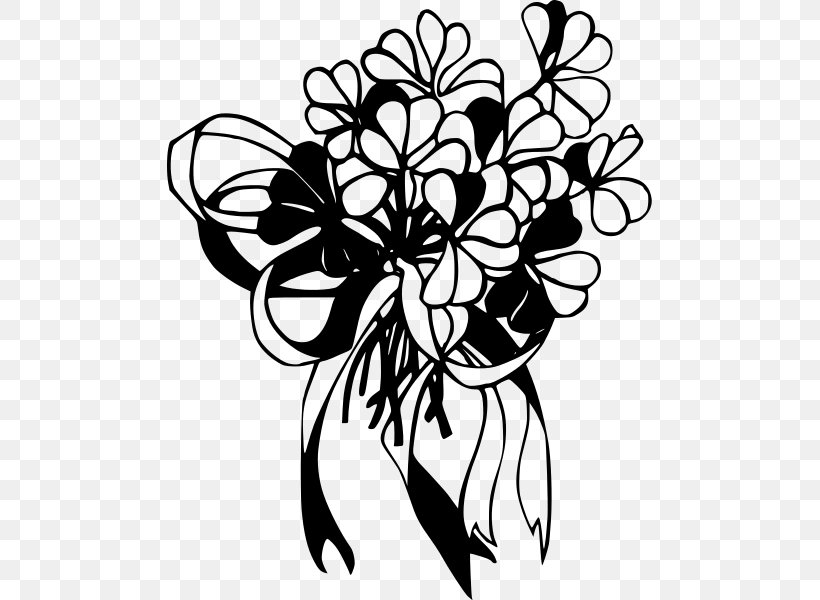 Flower Bouquet Clip Art, PNG, 485x600px, Flower Bouquet, Arrangement, Art, Artwork, Black Download Free