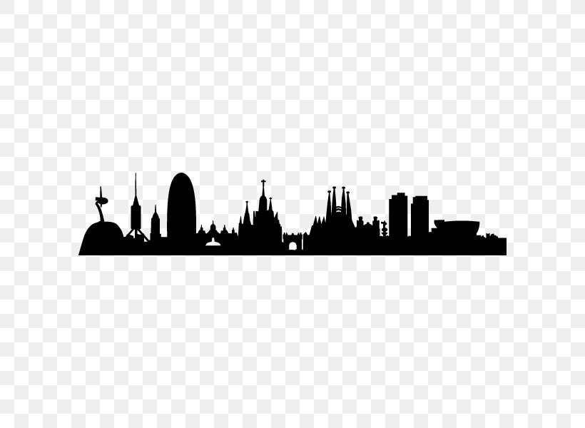 Barcelona Skyline Silhouette, PNG, 600x600px, Barcelona Skyline, Barcelona, Black And White, City, Monochrome Download Free