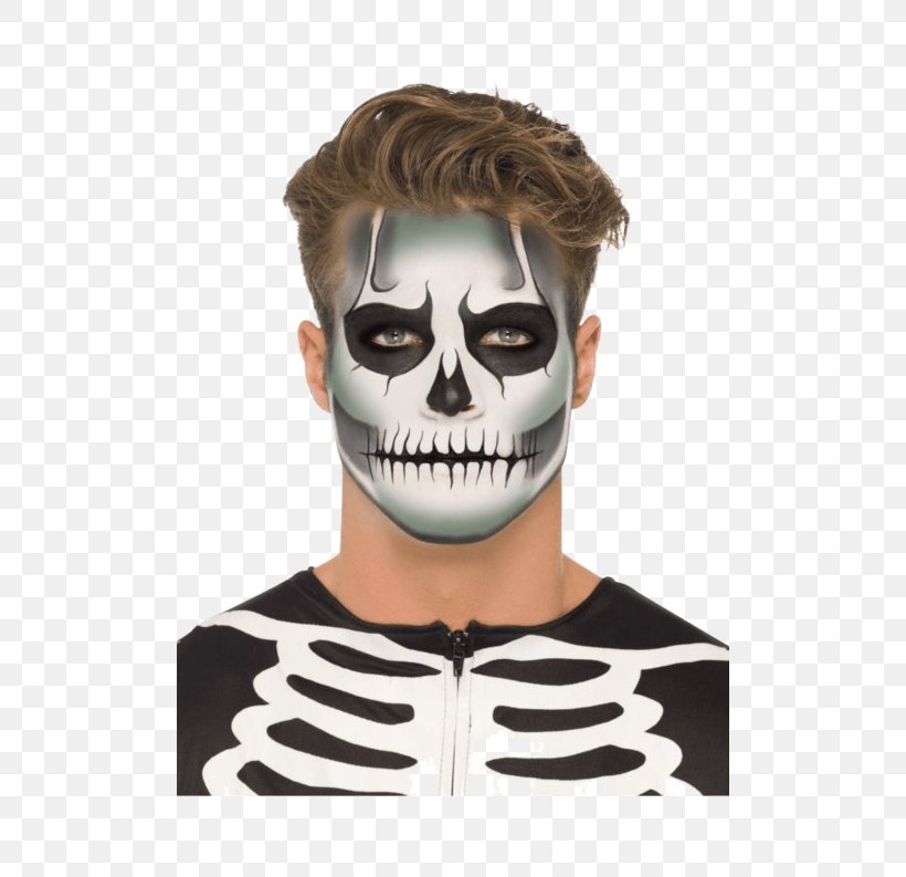 Costume Party Skeleton Cosmetics Face Prosthetic Makeup, PNG, 500x793px, Costume Party, Bone, Color, Cosmetics, Costume Download Free