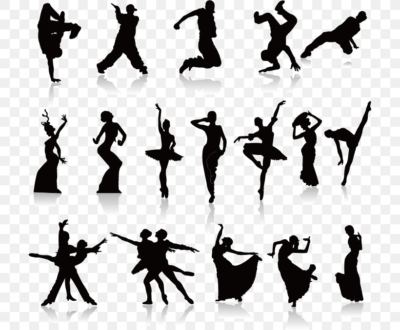 Dance Silhouette Poster, PNG, 703x677px, Dance, Ballroom Dance, Black And White, Cartoon, Dancer Download Free