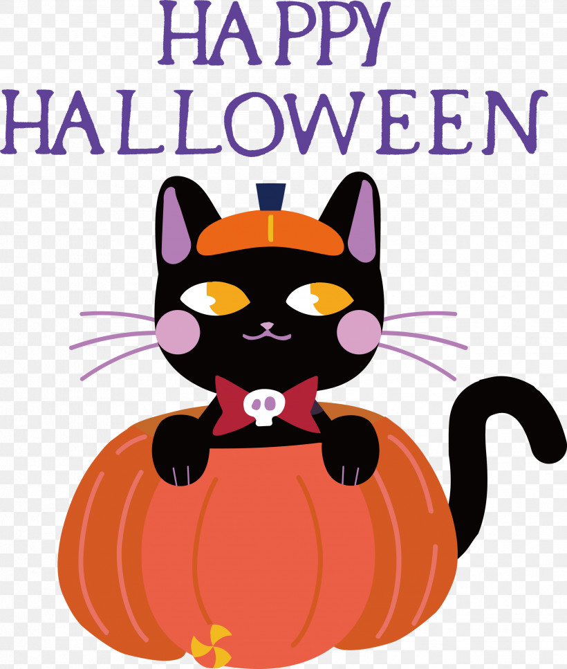 Happy Halloween, PNG, 2543x3000px, Happy Halloween, Biology, Cartoon, Cat, Catlike Download Free