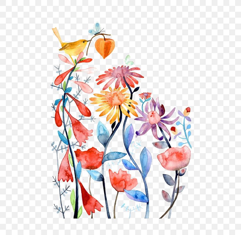 Watercolour Flowers Bird Paper Watercolor Painting, PNG, 564x798px, Watercolour Flowers, Art, Artist, Artwork, Bird Download Free