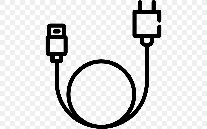Electrical Cable Battery Charger USB, PNG, 512x512px, Electrical Cable, Battery Charger, Black And White, Cable, Electronics Accessory Download Free