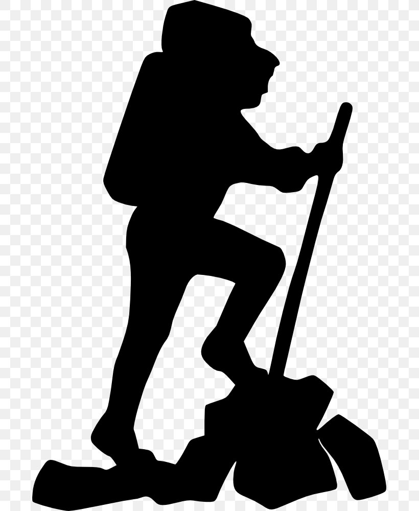 Hiking Backpacking Silhouette Clip Art, PNG, 693x1000px, Hiking, Artwork, Backpacking, Black, Black And White Download Free