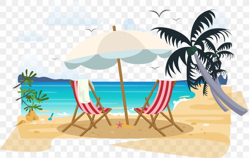 Beach Euclidean Vector Deckchair, PNG, 3630x2307px, Beach, Art, Chair, Coast, Deckchair Download Free