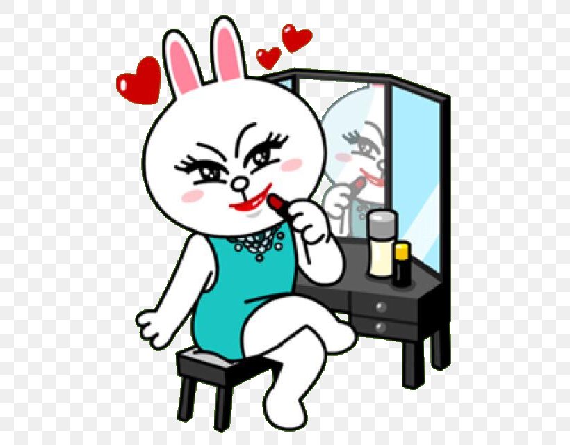 Line Friends Sticker Rabbit, PNG, 520x640px, Watercolor, Cartoon, Flower, Frame, Heart Download Free