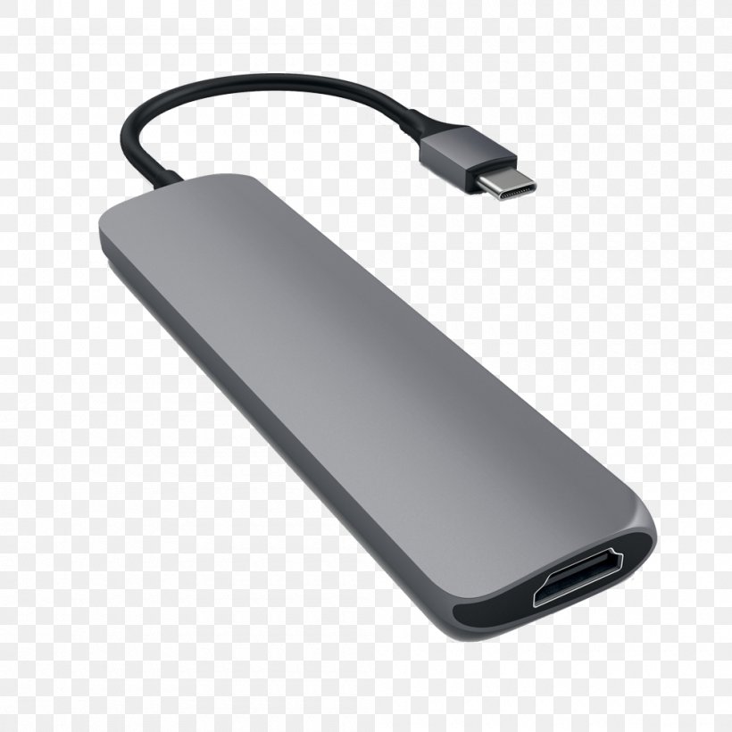 MacBook Satechi Type-C Multi-Port Adapter USB-C Ethernet Hub, PNG, 1000x1000px, Macbook, Adapter, Aluminium, Cable, Computer Port Download Free