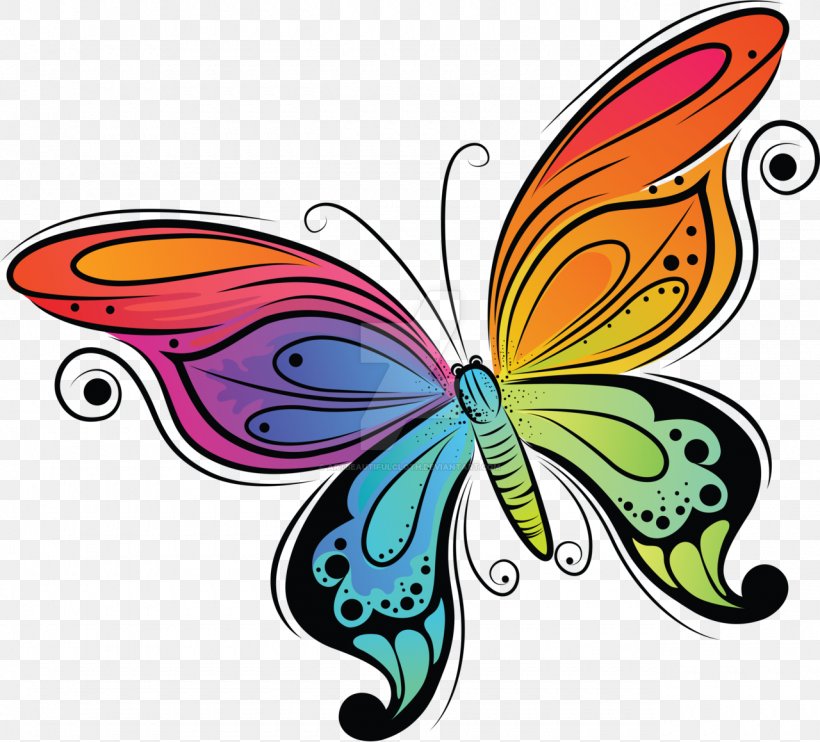 Butterfly Drawing Clip Art, PNG, 1280x1159px, Butterfly, Art, Artwork, Brush Footed Butterfly, Color Download Free