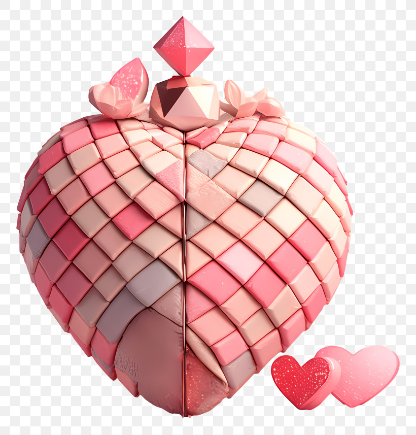 Pink Tiled Heart Sculpture PNG