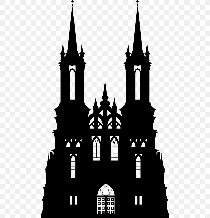 Gothic Architecture Silhouette Castle Clip Art, PNG, 500x854px, Gothic Architecture, Abbey, Arch, Architecture, Black And White Download Free