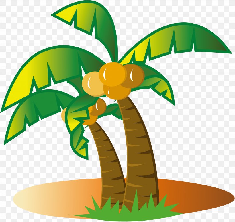 Clip Art Palm Trees Coconut Leaf ココヤシ, PNG, 3840x3619px, 2018, Palm Trees, Aquatic Plants, Artwork, Coconut Download Free