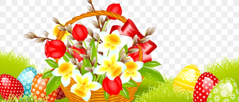 Easter Bunny Flower Easter Egg Clip Art, PNG, 1984x850px, Easter Bunny, Basket, Cut Flowers, Easter, Easter Basket Download Free