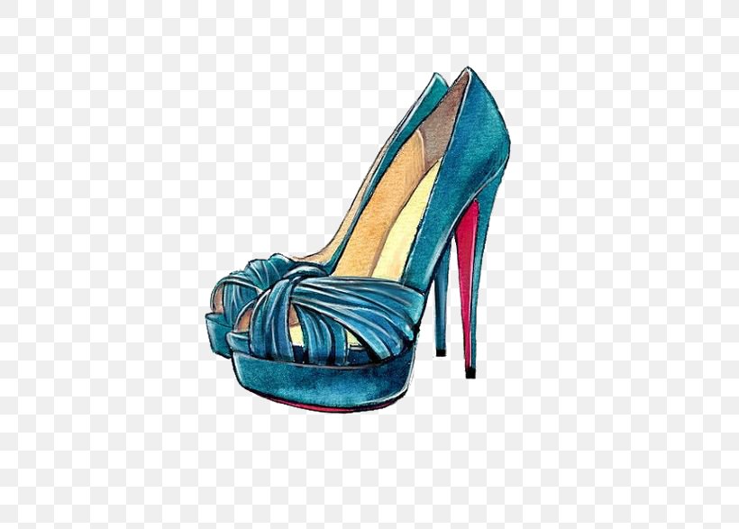 Fashion Sketchbook High-heeled Footwear Drawing Illustration, PNG, 564x587px, Fashion Sketchbook, Aqua, Art, Basic Pump, Blue Download Free