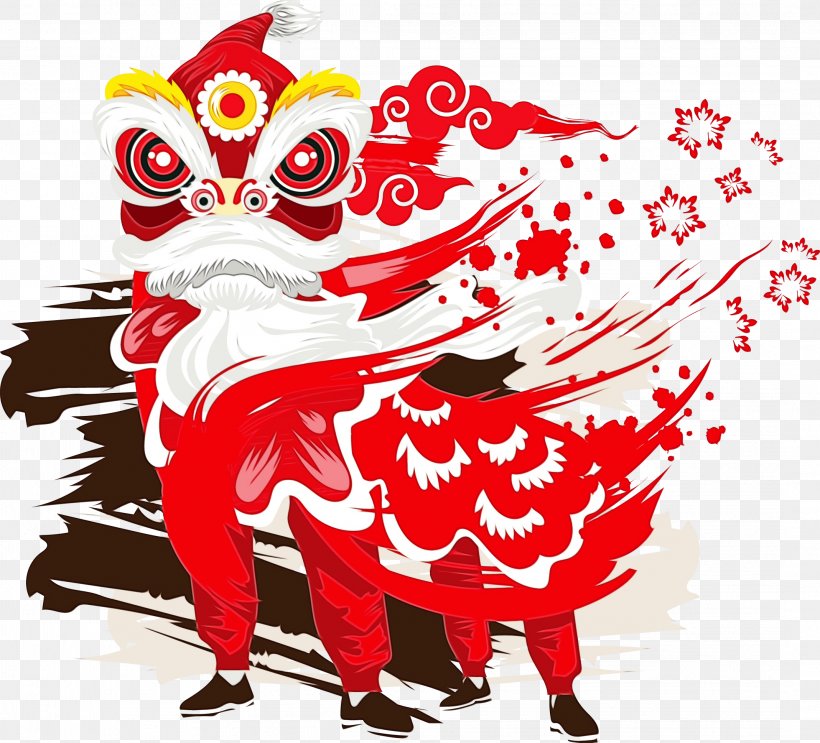Chinese New Year Lion Dance, PNG, 2138x1938px, Watercolor, Art, Chinese New Year, Dance, Dragon Dance Download Free