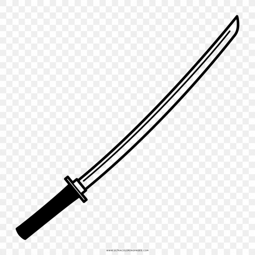 Sword Katana Coloring Book Drawing Samurai, PNG, 1000x1000px, Sword, Ausmalbild, Black And White, Cold Weapon, Coloring Book Download Free