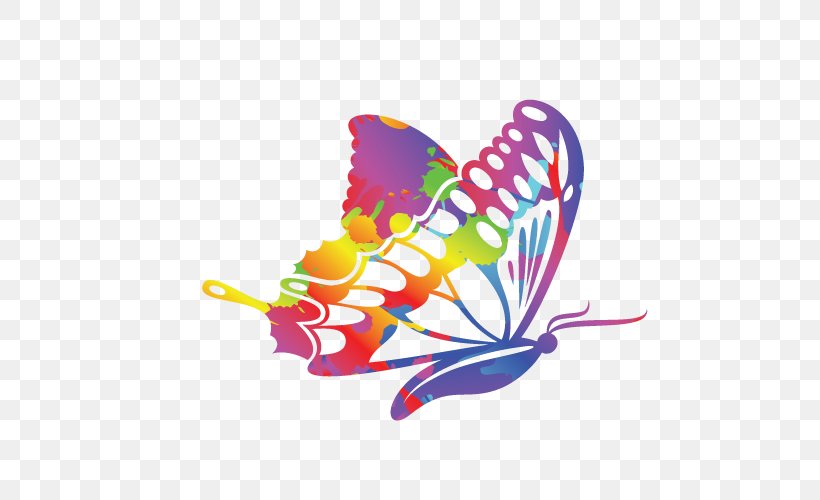 Butterfly Color Stencil Illustration, PNG, 500x500px, Butterfly, Art, Cmyk Color Model, Color, Insect Download Free