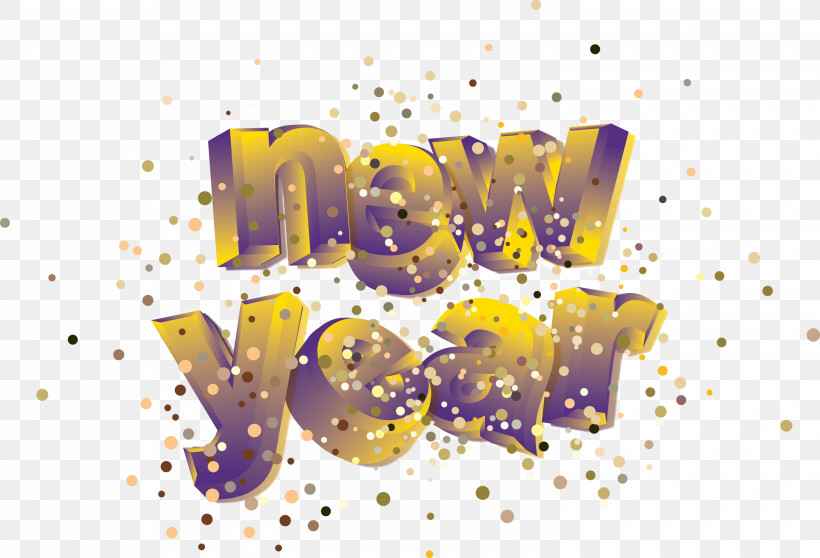 Happy New Year New Year, PNG, 3000x2043px, Happy New Year, Glitter, Meter, New Year, Yellow Download Free