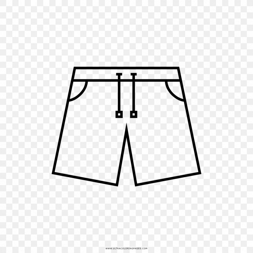 Shorts Drawing Coloring Book Clothing Swimsuit, PNG, 1000x1000px, Shorts, Area, Black, Black And White, Brand Download Free