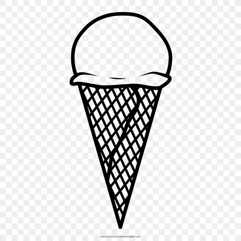 Ice Cream Cones Sorbet Drawing Waffle, PNG, 1000x1000px, Ice Cream Cones, Area, Black, Black And White, Color Download Free