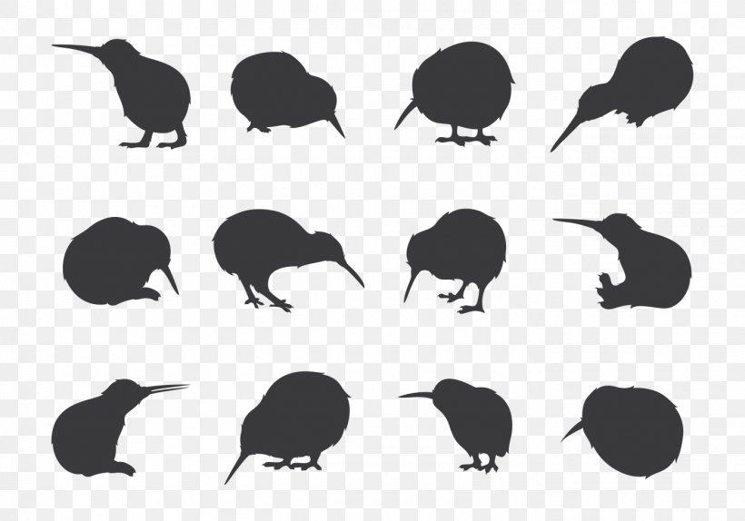 New Zealand Kiwis Silhouette Drawing, PNG, 1400x980px, New Zealand, Beak, Bird, Bird Of Prey, Black And White Download Free
