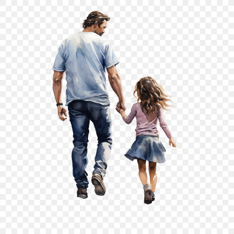 Father Daughter - Father And Daughter Walking Together Illustration PNG