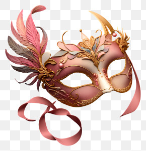 Pink And Gold Masquerade Mask - Ornate Pink And Gold Masquerade Mask PNG