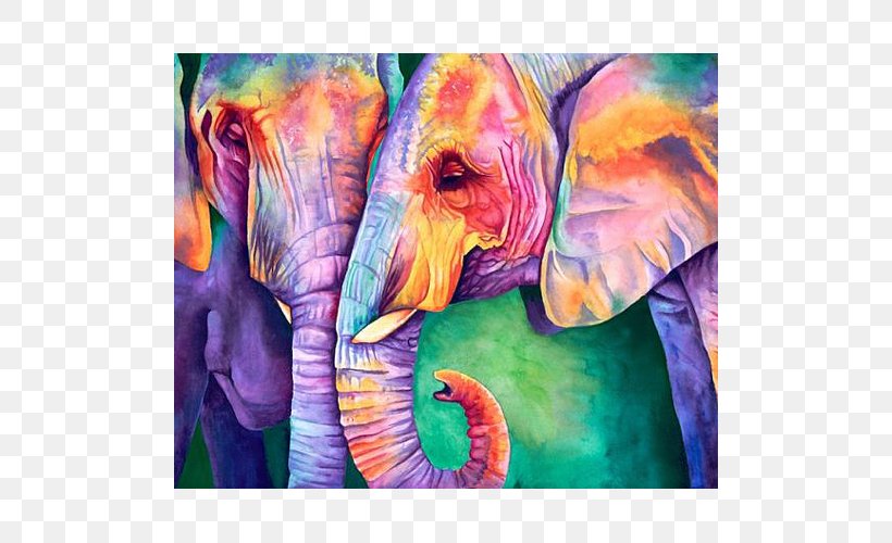 Watercolor Painting Art Elephantidae Acrylic Paint, PNG, 500x500px, Watercolor Painting, Acrylic Paint, Art, Artwork, Canvas Download Free