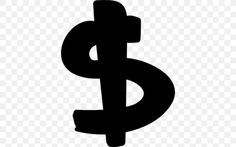 Dollar Sign Currency Symbol United States Dollar, PNG, 512x512px, Dollar Sign, At Sign, Black And White, Currency, Currency Symbol Download Free