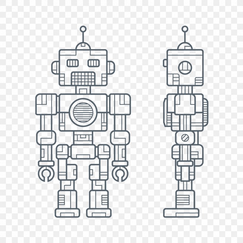 Robot Drawing, PNG, 900x900px, Robot, Area, Black And White, Diagram, Drawing Download Free