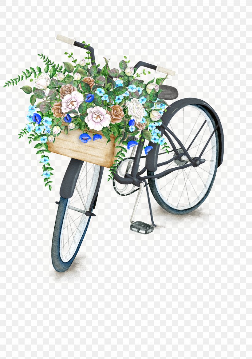 Bicycle Watercolor Painting Flower Stock Photography Illustration, PNG, 3071x4371px, Bicycle, Art, Bicycle Accessory, Bicycle Frame, Bicycle Part Download Free