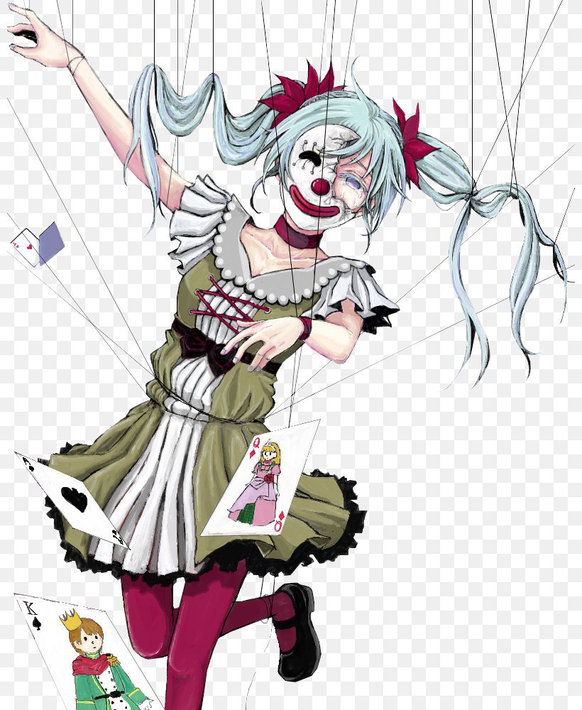 Pierrot Hatsune Miku Clown Vocaloid, PNG, 800x1000px, Watercolor, Cartoon, Flower, Frame, Heart Download Free