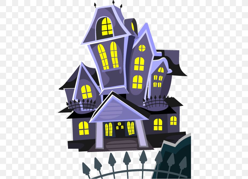 Halloween Haunted Attraction House Illustration, PNG, 454x590px, Halloween, Brand, Ghost, Haunted Attraction, Haunted House Download Free