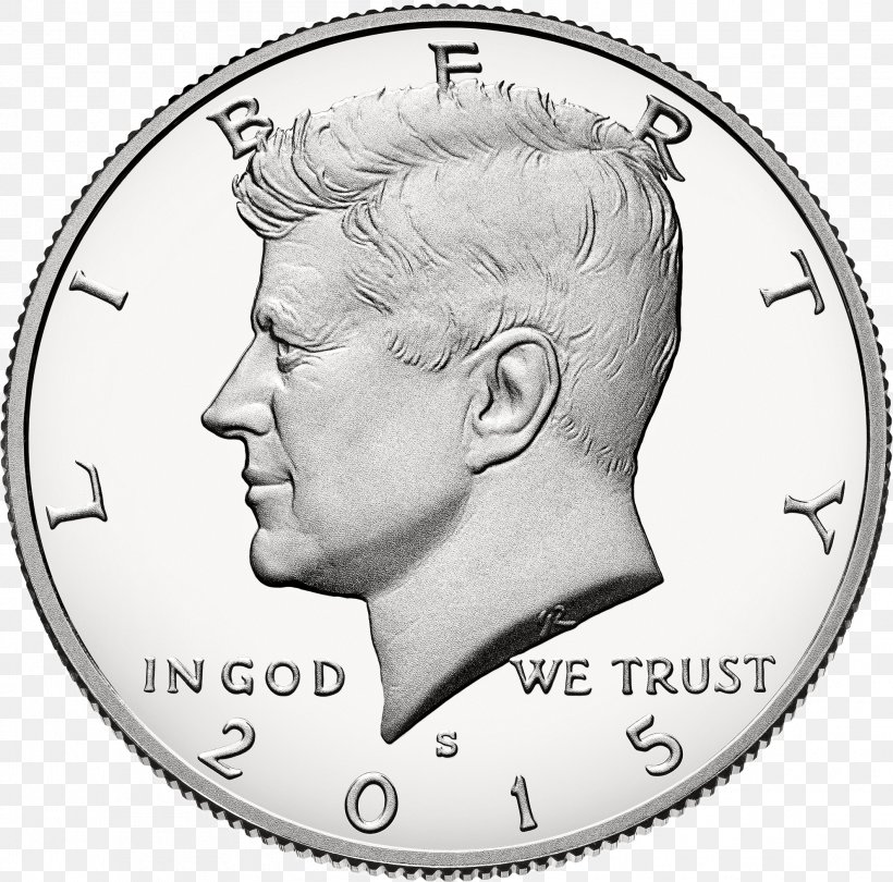 Kennedy Half Dollar Dollar Coin United States Mint Proof Coinage, PNG, 1984x1960px, Half Dollar, Black And White, Coin, Commemorative Coin, Currency Download Free