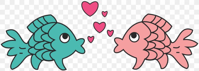 Fish Heart Kissing Gourami Clip Art, PNG, 900x321px, Watercolor, Cartoon, Flower, Frame, Heart Download Free