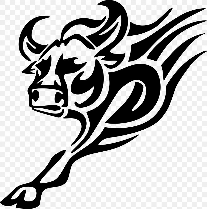 Cattle Bull Clip Art, PNG, 2208x2228px, Cattle, Art, Artwork, Black, Black And White Download Free