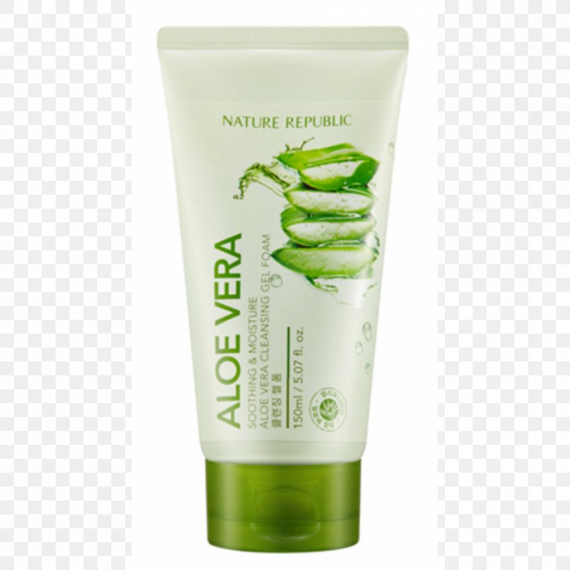 Cleanser Aloe Vera Gel Nature Republic Skin, PNG, 1000x1000px, Cleanser, Aloe Vera, Aloes, Cosmetics, Cosmetics In Korea Download Free