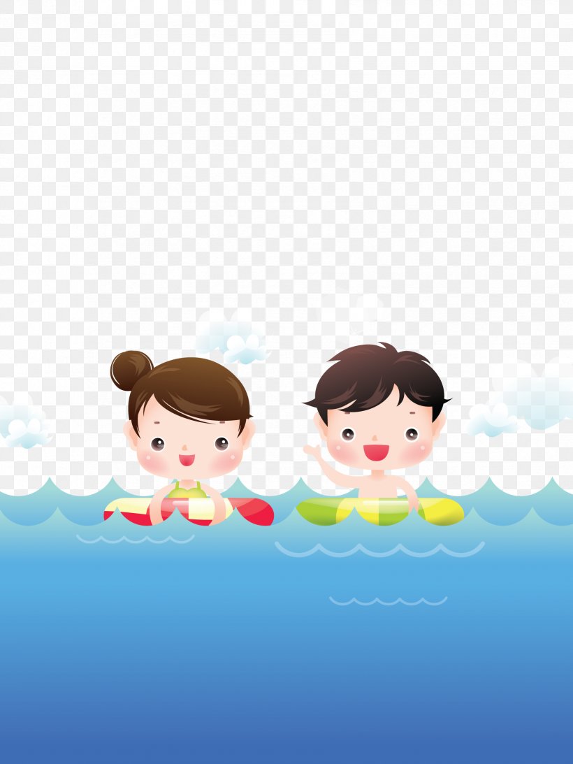 Child Swimming Cartoon Illustration, PNG, 1701x2268px, Watercolor, Cartoon, Flower, Frame, Heart Download Free