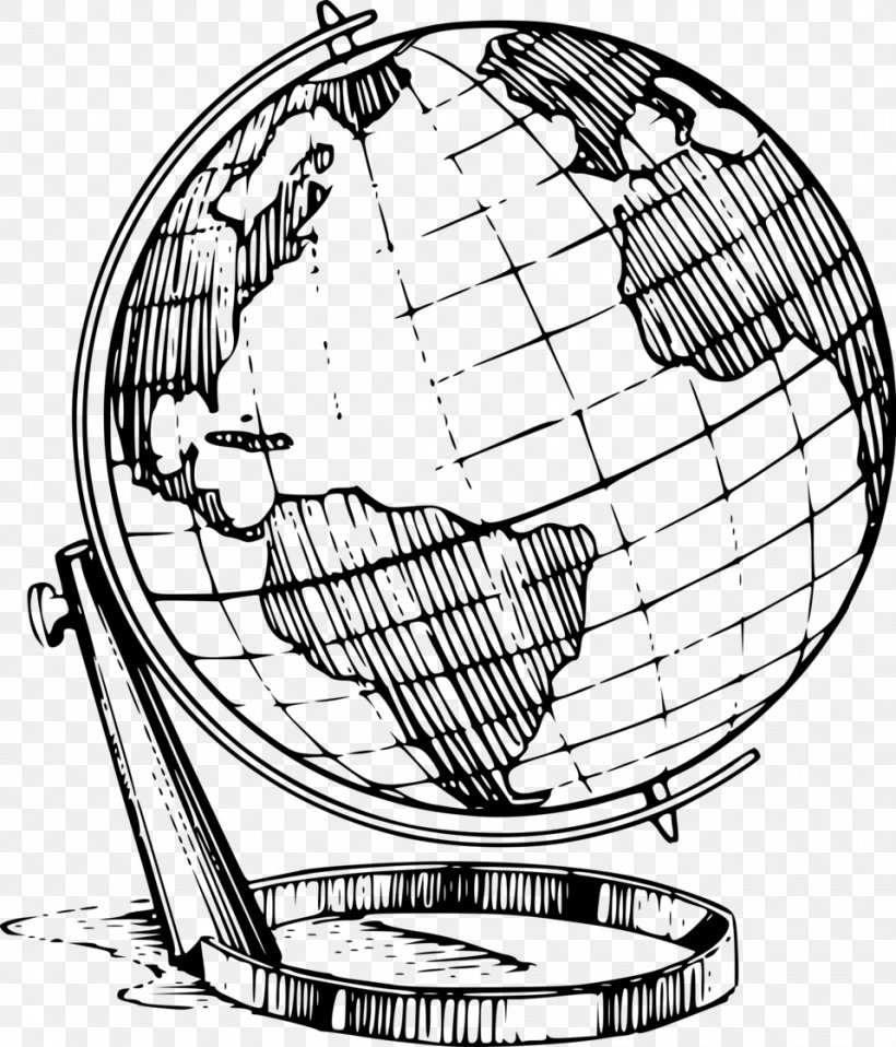 Globe Drawing Line Art Clip Art, PNG, 958x1120px, Globe, Area, Black And White, Drawing, Human Behavior Download Free