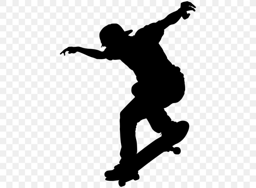 Skateboarding Silhouette Ice Skating Clip Art, PNG, 442x600px, Skateboard, Black And White, Element Skateboards, Figure Skating, Footwear Download Free