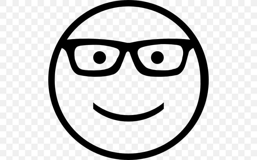 Smiley Emoticon Sunglasses, PNG, 512x512px, Smiley, Area, Black And White, Emoji, Emoticon Download Free